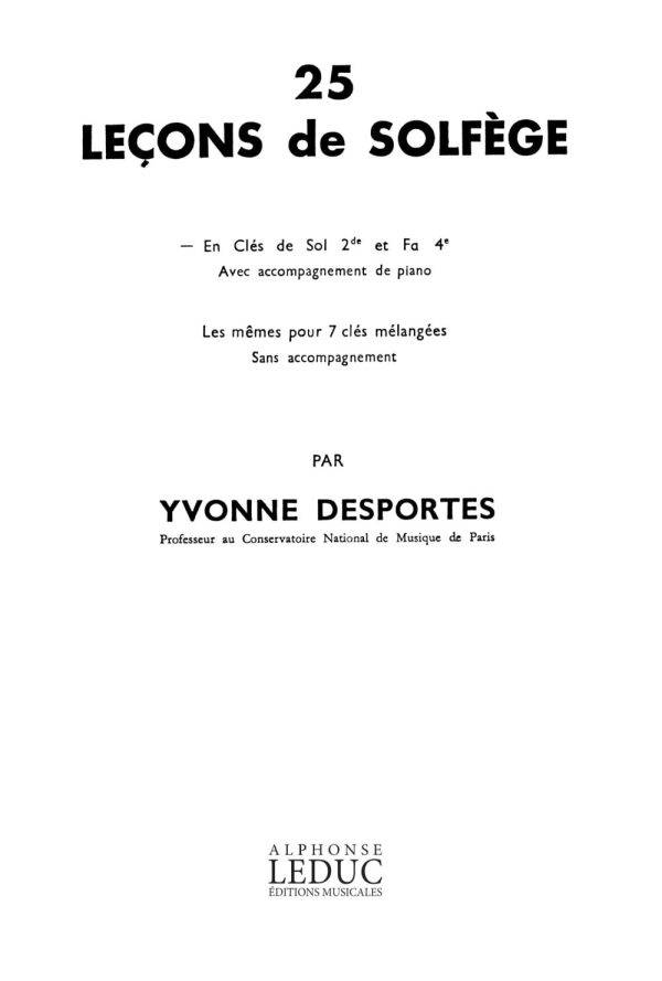 25 Lecons De Solfege Cles Sol 2eme Fa 4eme