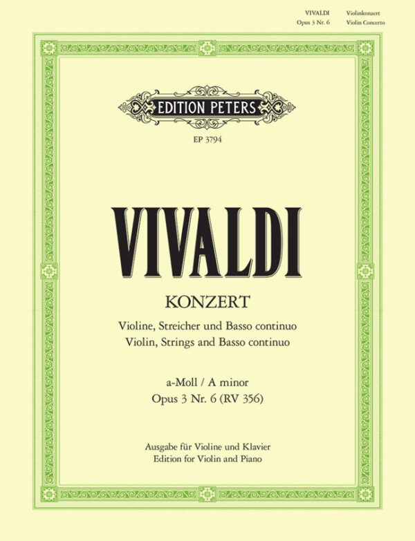 Violin Concerto In A Minor Op.3 No.6 RV 356 fur Violine und Klavier