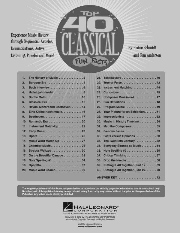 Top 40 Classical Fun Facts Experience Music History through Articles, Dramatizations, Active Listening, Puzzles and more!