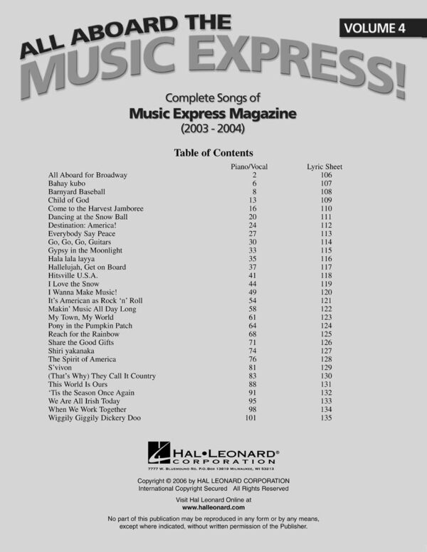 All Aboard the Music Express Volume 4 Complete Songs of Music Express Magazine (23-24)