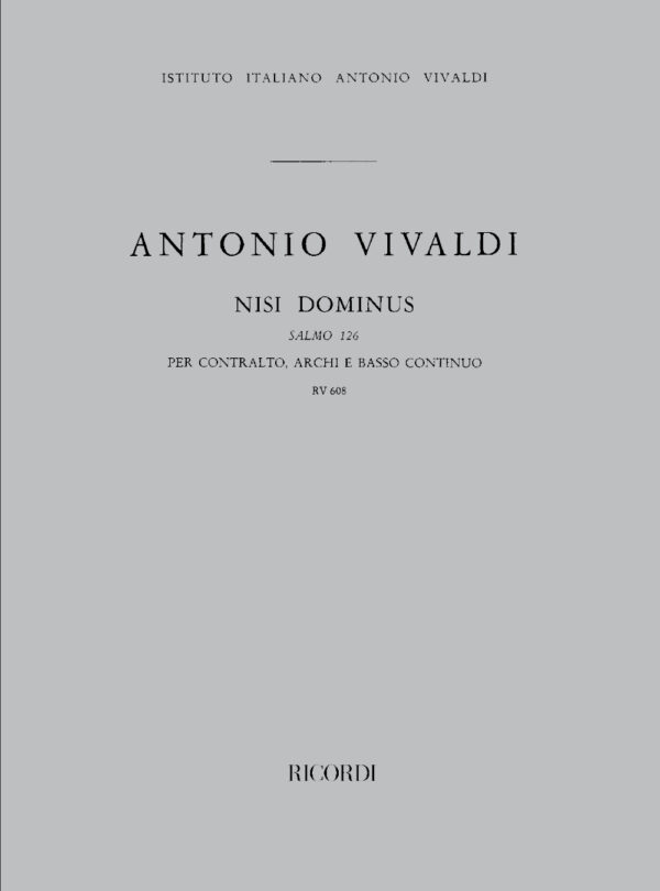 Nisi Dominus. Salmo 126, Rv 608 Critical Edition, Softcover