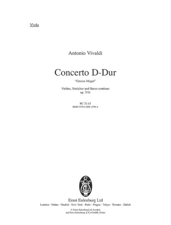 Concerto D-Dur op. 7/11 RV 208 / PV 151 Grosso Mogul