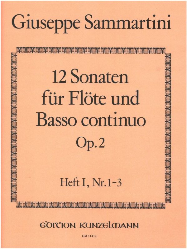 12 Sonaten fur Flote op. 2/1-3 - Band 1 For Flute and Basso Continuo