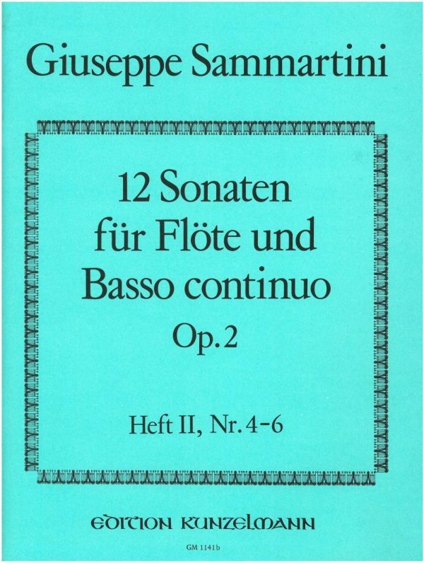 12 Sonaten fur Flote op. 2/4-6 - Band 2 For Flute and Basso Continuo