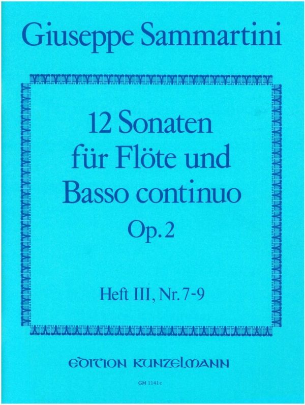 12 Sonaten fur Flote op. 2/7-9 - Band 3 For Flute and Basso Continuo