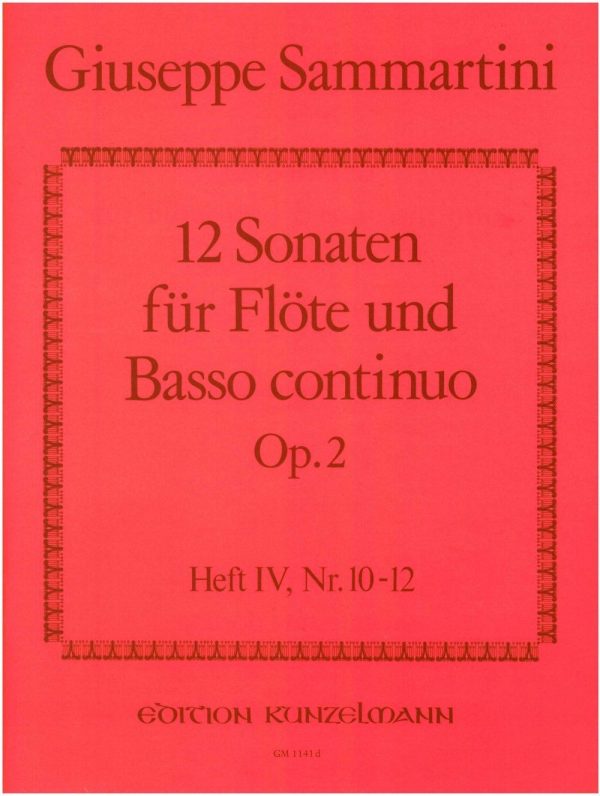 12 Sonaten fur Flote op. 2/10-12 - Band 4 For Flute and Basso Continuo