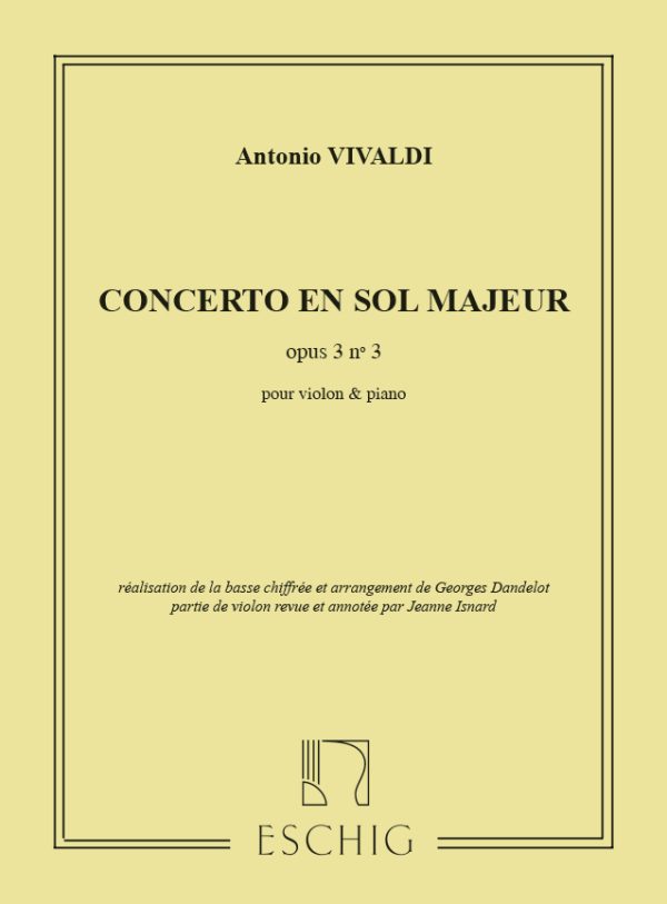 Concerto en Sol Majeur Opus 3, N 3 pour violon & piano