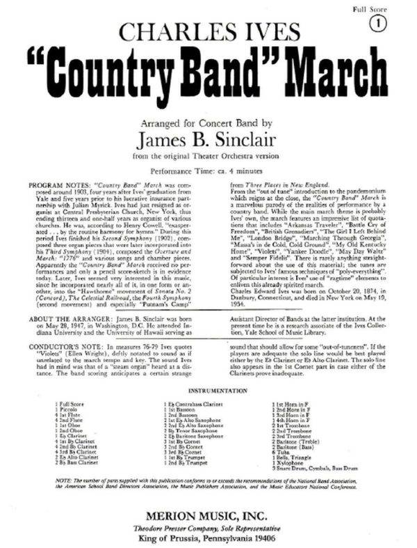 Country Band March Arranged for Concert Band