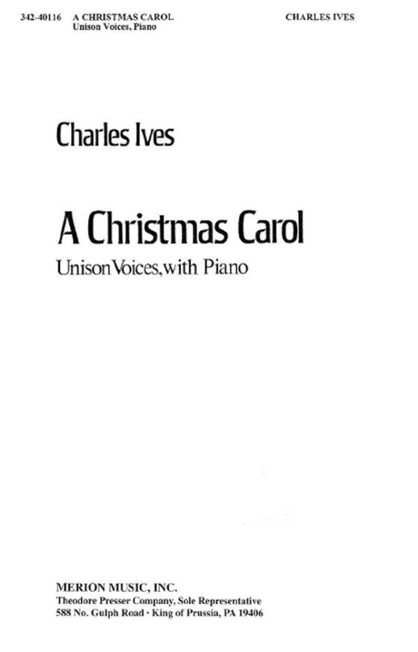 A Christmas Carol Unison Voices, With Piano