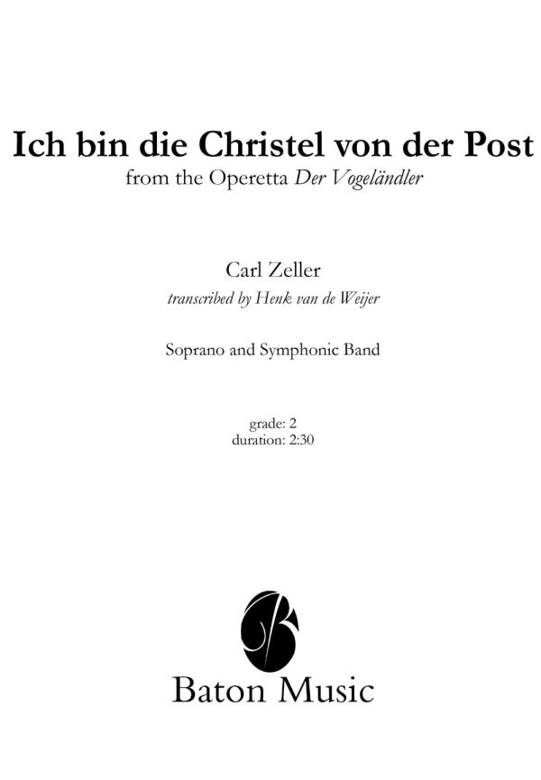 Ich bin die Christel von der Post from the Operetta Der Vogelhandler