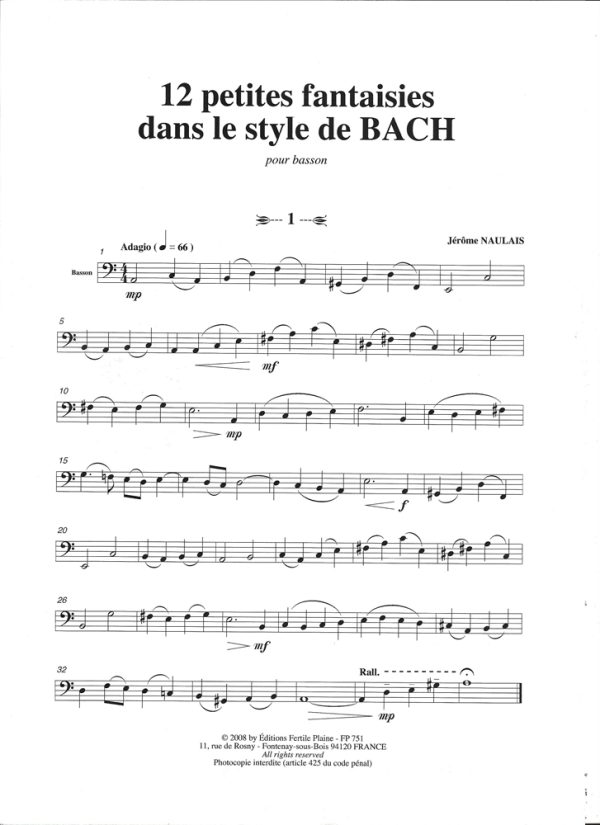 12 Petites Fantaisies Dans Le Style De Bach 