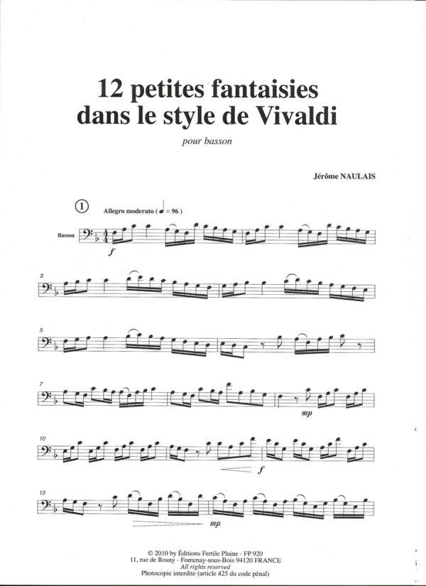 12 Petites Fantaisies Dans Le Style De Vivaldi 