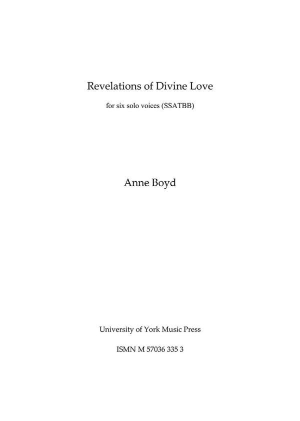 Revelations Of Divine Love Choral Score