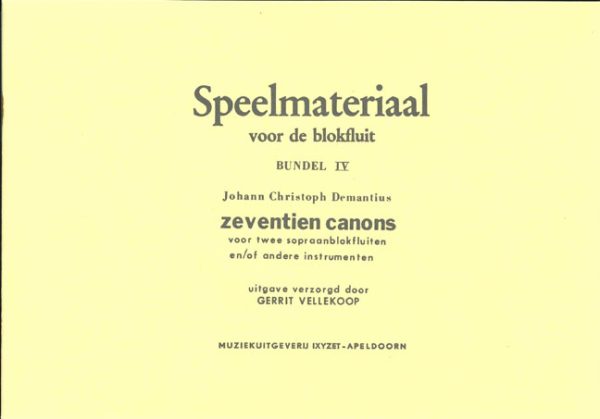 Speelmateriaal voor de Blokfluit Vol.4 Zeventien Canons